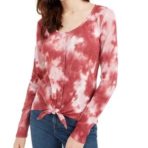 ULTRA FLIRT Juniors Tie-Dye Thermal Top
